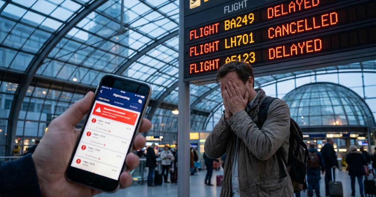 traveler stressed at airport